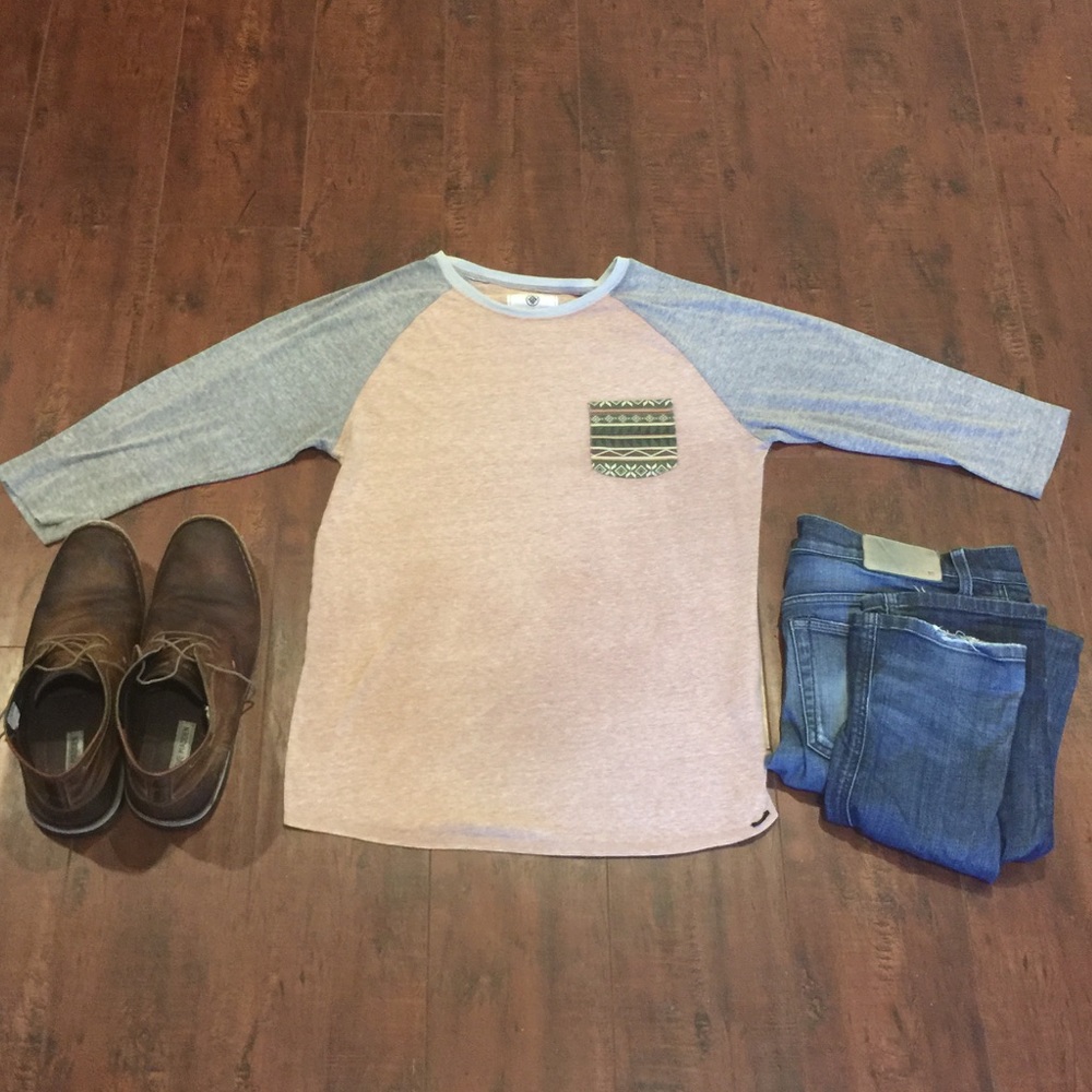 Men's Raglan Tee w/ Southwestern inspo pocket S/M